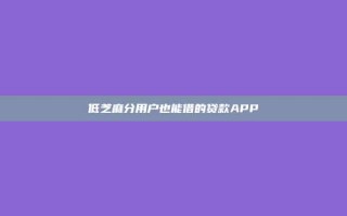 低芝麻分用户也能借的贷款APP