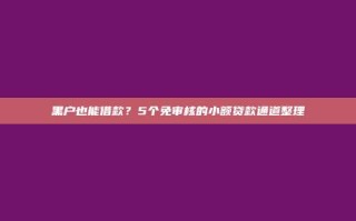 黑户也能借款？5个免审核的小额贷款通道整理