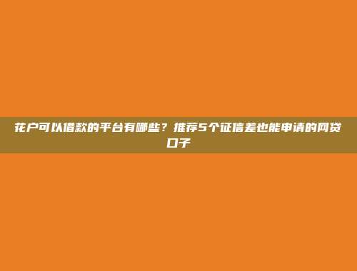 花户借款渠道推荐，整理5个2024年必下款的网贷平台