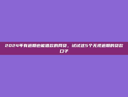 2024年网贷容易通过的平台有哪些？推荐5个对征信要求不高的网贷