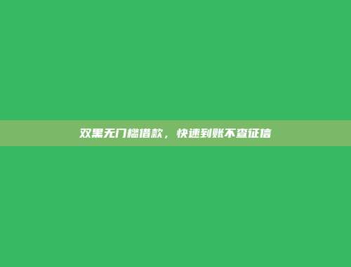 双黑无门槛借款，快速到账不查征信