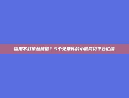 信用不好依然能借？5个免条件的小额网贷平台汇编