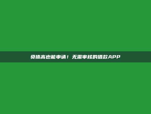 负债高也能申请！无需审核的借款APP