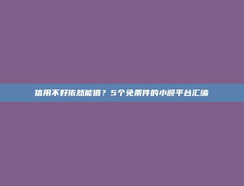 信用不好依然能借？5个免条件的小额平台汇编