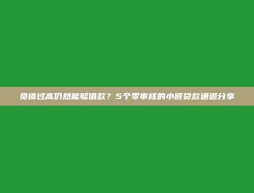 负债过高仍然能够借款？5个零审核的小额贷款通道分享