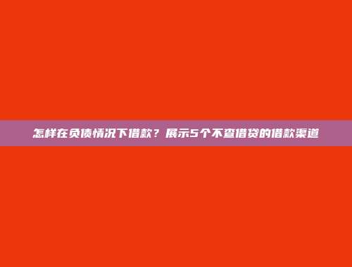 怎样在负债情况下借款？展示5个不查借贷的借款渠道