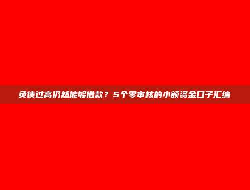 负债过高仍然能够借款？5个零审核的小额资金口子汇编