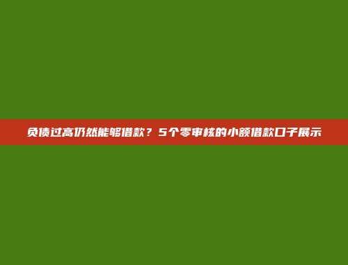 负债过高仍然能够借款？5个零审核的小额借款口子展示