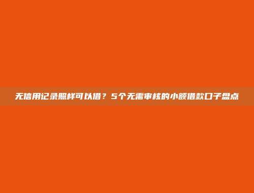 无信用记录照样可以借？5个无需审核的小额借款口子盘点