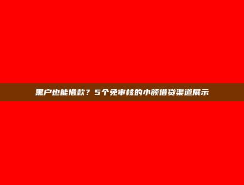 黑户也能借款？5个免审核的小额借贷渠道展示