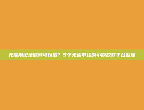 无信用记录照样可以借？5个无需审核的小额放款平台整理