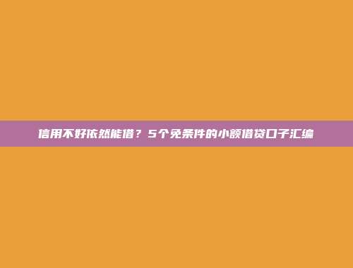 信用不好依然能借？5个免条件的小额借贷口子汇编