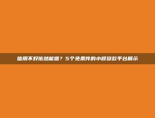 信用不好依然能借？5个免条件的小额贷款平台展示