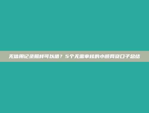 无信用记录照样可以借？5个无需审核的小额网贷口子总结