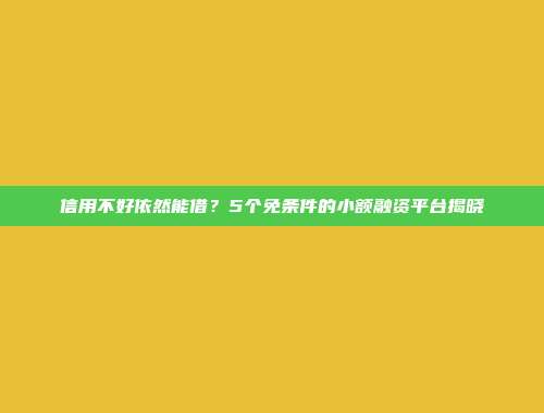 信用不好依然能借？5个免条件的小额融资平台揭晓