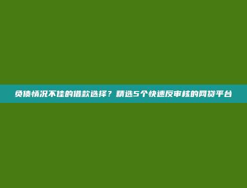 负债情况不佳的借款选择？精选5个快速反审核的网贷平台