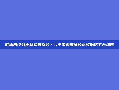 低信用评分也能获得贷款？5个不查征信的小额融资平台揭晓