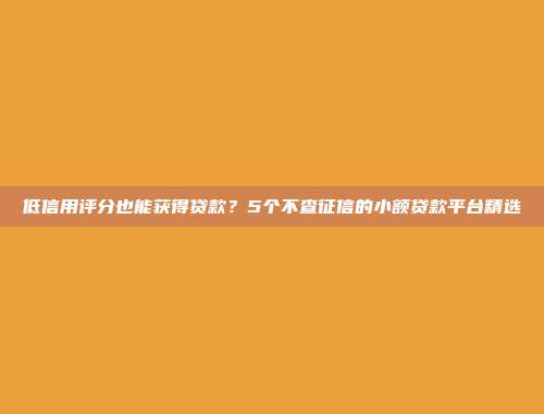 低信用评分也能获得贷款？5个不查征信的小额贷款平台精选