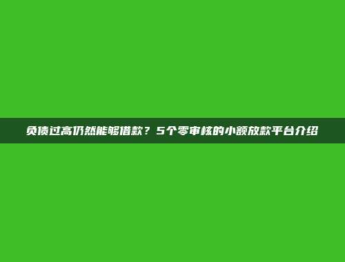 负债过高仍然能够借款？5个零审核的小额放款平台介绍