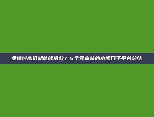 负债过高仍然能够借款？5个零审核的小额口子平台总结