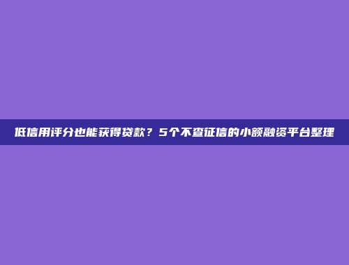 低信用评分也能获得贷款？5个不查征信的小额融资平台整理