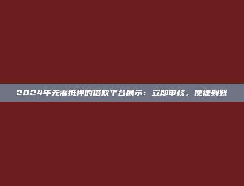 2024年无需抵押的借款平台展示：立即审核，便捷到账