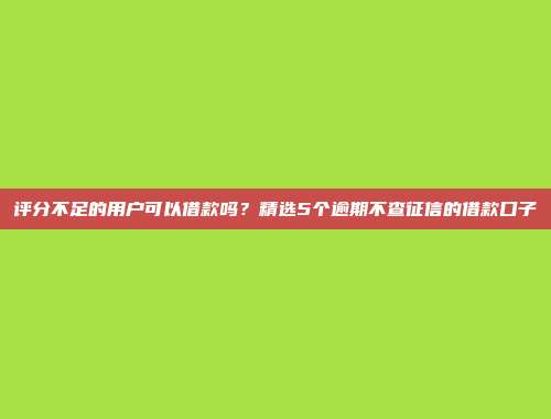 评分不足的用户可以借款吗？精选5个逾期不查征信的借款口子