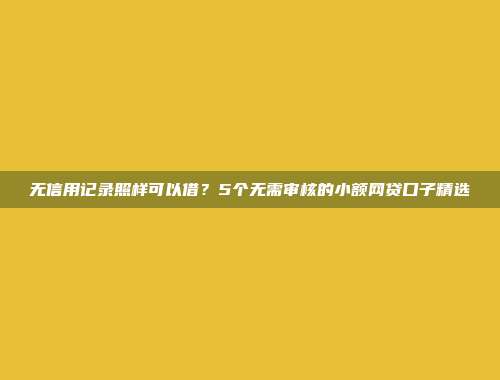 无信用记录照样可以借？5个无需审核的小额网贷口子精选