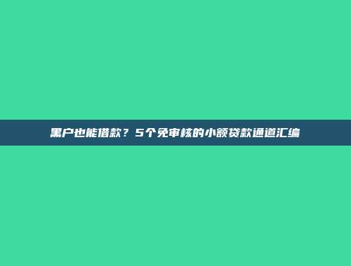 黑户也能借款？5个免审核的小额贷款通道汇编