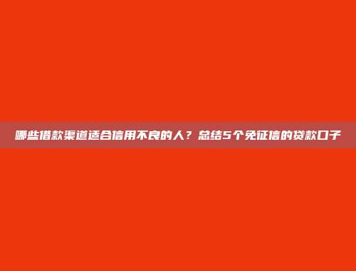 哪些借款渠道适合信用不良的人？总结5个免征信的贷款口子