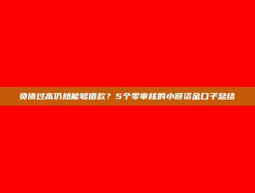 负债过高仍然能够借款？5个零审核的小额资金口子总结