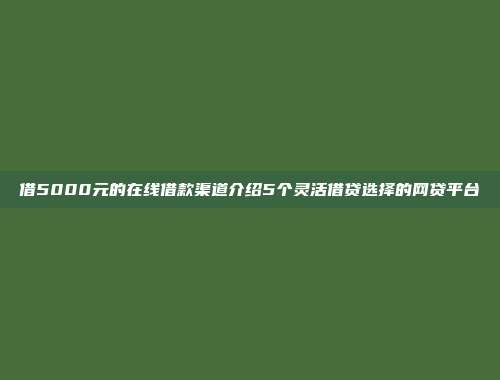 借5000元的在线借款渠道介绍5个灵活借贷选择的网贷平台