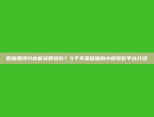 低信用评分也能获得贷款？5个不查征信的小额贷款平台介绍