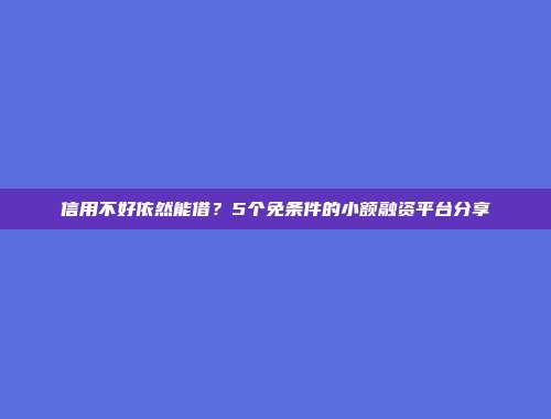 信用不好依然能借？5个免条件的小额融资平台分享