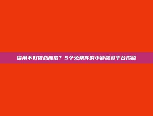 信用不好依然能借？5个免条件的小额融资平台揭晓