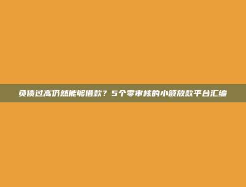 负债过高仍然能够借款？5个零审核的小额放款平台汇编