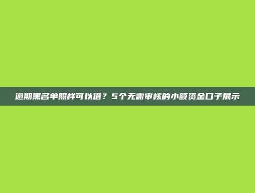 逾期黑名单照样可以借？5个无需审核的小额资金口子展示