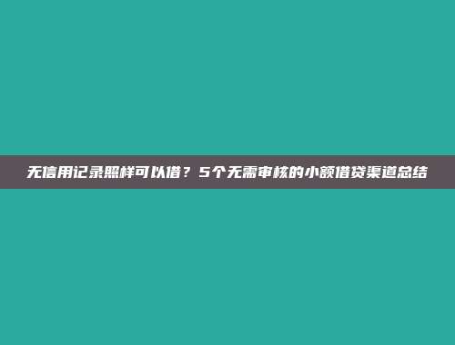 无信用记录照样可以借？5个无需审核的小额借贷渠道总结