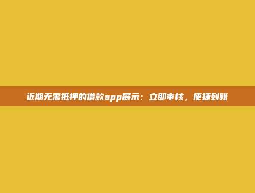 近期无需抵押的借款app展示：立即审核，便捷到账