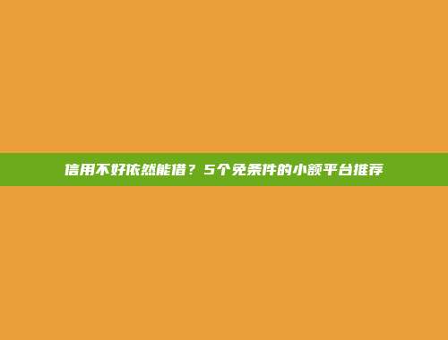 信用不好依然能借？5个免条件的小额平台推荐