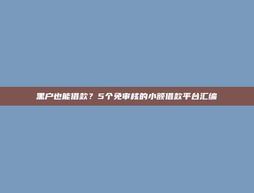 黑户也能借款？5个免审核的小额借款平台汇编