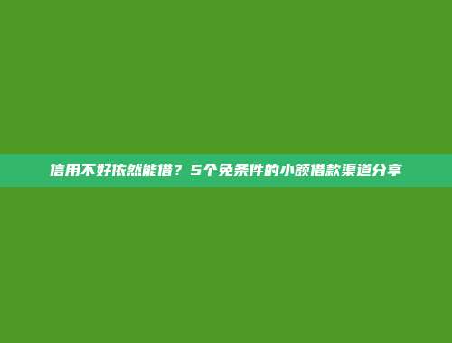 信用不好依然能借？5个免条件的小额借款渠道分享