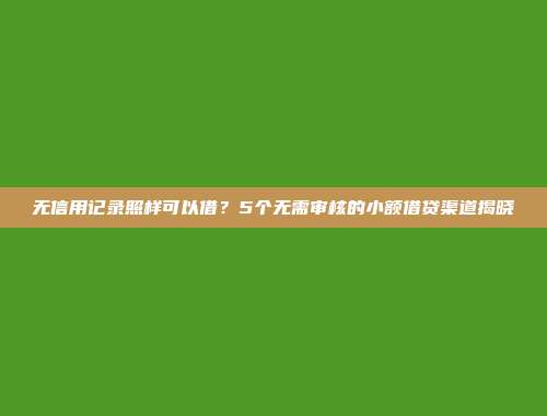 无信用记录照样可以借？5个无需审核的小额借贷渠道揭晓