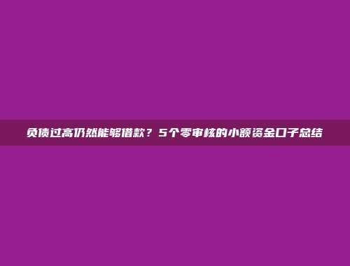 负债过高仍然能够借款？5个零审核的小额资金口子总结