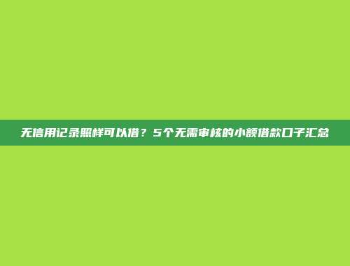 无信用记录照样可以借？5个无需审核的小额借款口子汇总