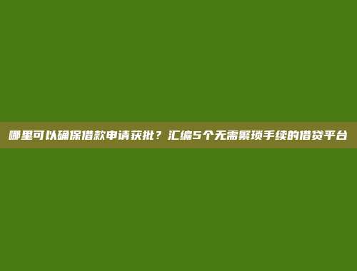 哪里可以确保借款申请获批？汇编5个无需繁琐手续的借贷平台