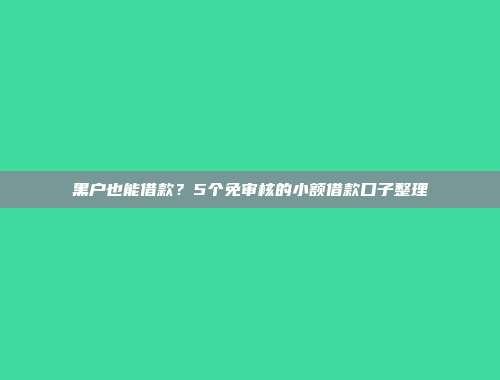 黑户也能借款？5个免审核的小额借款口子整理