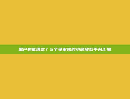 黑户也能借款？5个免审核的小额放款平台汇编