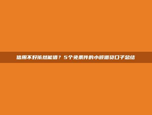 信用不好依然能借？5个免条件的小额借贷口子总结