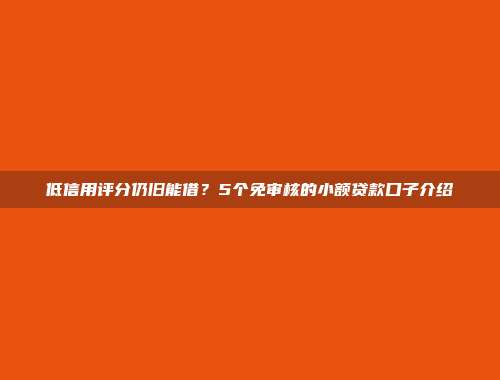 低信用评分仍旧能借？5个免审核的小额贷款口子介绍